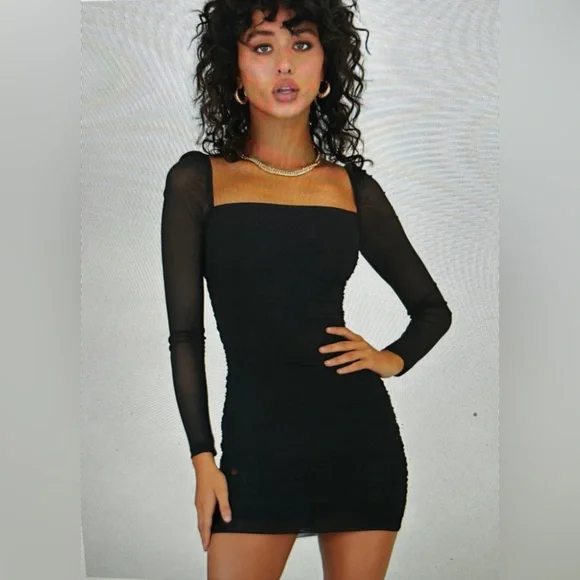 strapless open back dress Bella Luna Ruched Mini Dress Black main image 0